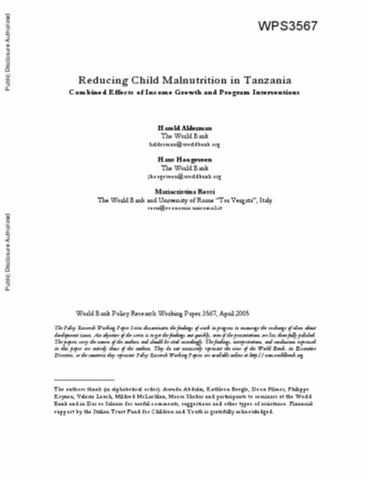 research proposal on malnutrition in tanzania pdf