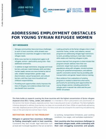 Addressing Employment Obstacles For Young Syrian Refugee Women